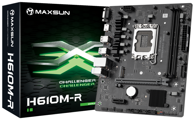 MAXSUN MS-Challenger H610M-R V2, LGA1700, H610, 2*DDR4, 3*SATA3, 1*M.2, USB 3.2, USB 2.0, 1*PCIEx16, 1*PCIEx1, VGA+HDMI, mATX