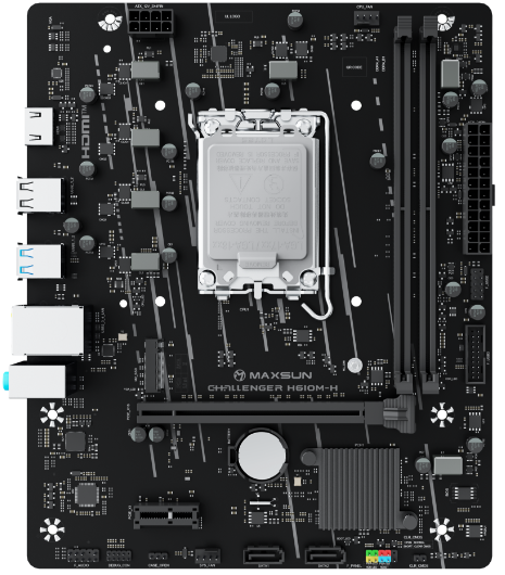 MAXSUN MS-Challenger H610M-H V1, LGA1700, H610, 2*DDR4, 3*SATA3, M.2, 2*USB 3.2, 4*USB 2.0, 1*PCIEx16, 1*PCIEx1, HDMI, mATX