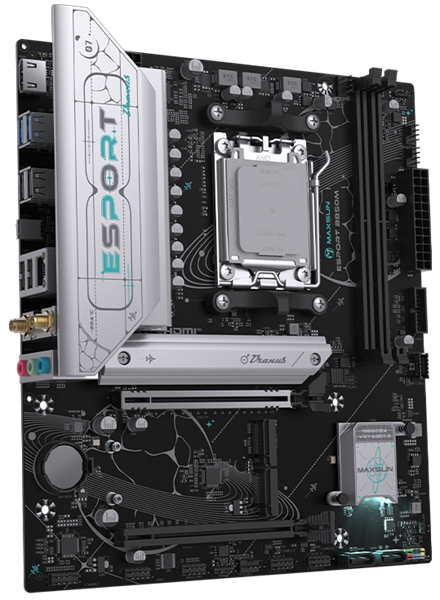 MAXSUN MS-eSport B850M WIFI6E, AM5, B850, 2*DDR5, 2*SATA3, 2*M.2, USB 3.2, USB 2.0, Type-C, 1*PCIEx16, 1*PCIEx1, HDMI, mATX