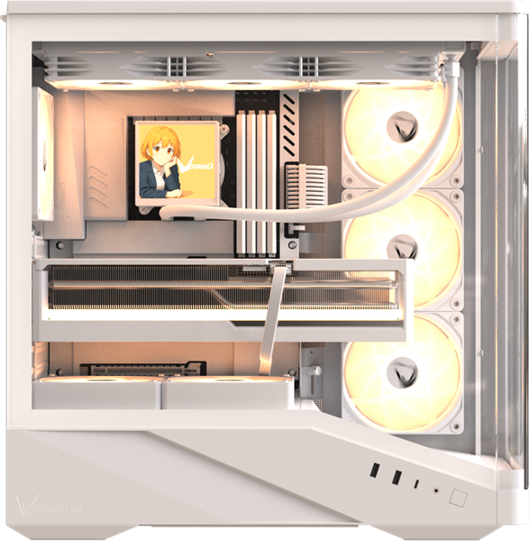 корпус Formula V Line Crystal U9 PA White, ATX, TYPE-C*1, USB3.0*2, Curved Glass, SIDE 3x PERFORMANCE ARGB, REAR 1x PERFORMANCE ARGB (существенное повреждение коробки)
