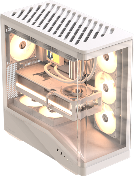 корпус Formula V Line Crystal U9 PA White, ATX, TYPE-C*1, USB3.0*2, Curved Glass, SIDE 3x PERFORMANCE ARGB, REAR 1x PERFORMANCE ARGB (существенное повреждение коробки)