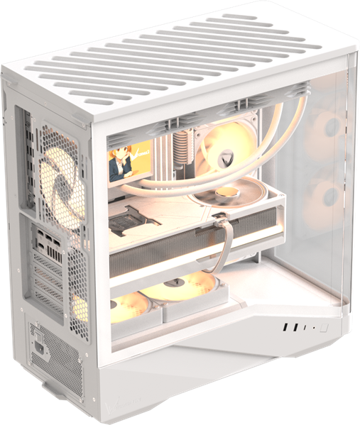 корпус Formula V Line Crystal U9 PA White, ATX, TYPE-C*1, USB3.0*2, Curved Glass, SIDE 3x PERFORMANCE ARGB, REAR 1x PERFORMANCE ARGB (существенное повреждение коробки)