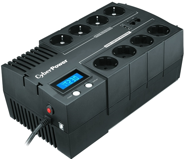 Источник бесперебойного питания Cyberpower BR1000ELCD Line-Interactive 1000VA/600W USB/RJ11/45 (4+4 EURO) (незначительное повреждение коробки)
