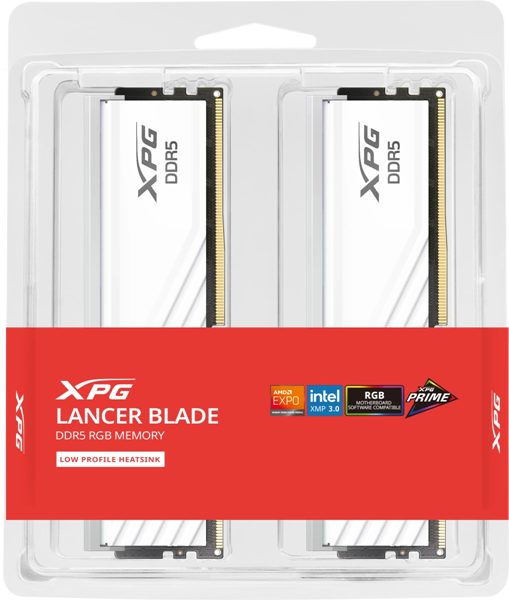 ADATA LANCER BLADE RGB DDR5 DIMM 32GB 5600MHz 2*16GB 46-45-45 1.1V WHITE DUAL TRAY арт. AX5U5600C4616G-DTLABRWH