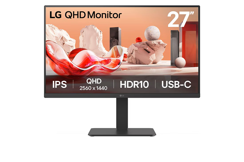 27 LG 27BA65QB-B, IPS, 2560x1440, 5ms, 350cd, 100Hz, HDMI+ DP+USB-C+ SPK, HAS Pivot Swivel, black, In арт. 27BA65QB-B.ARUZ