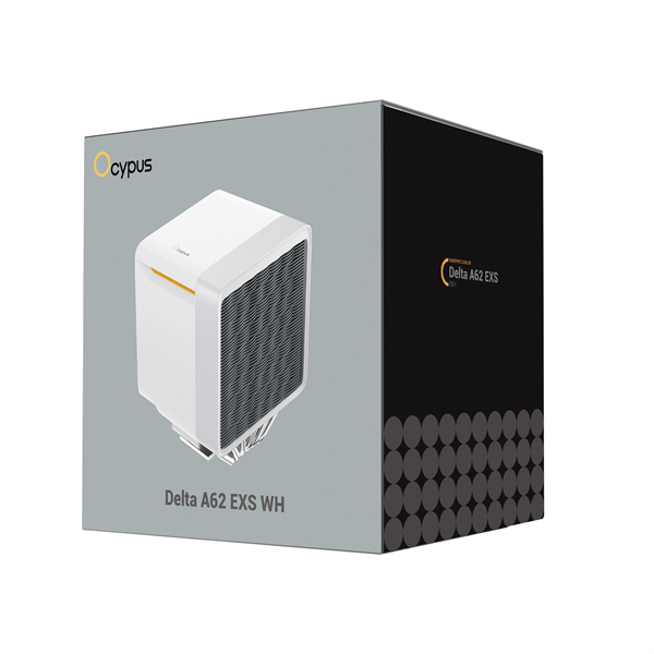 Ocypus Delta A62 EXS WH, 120mm FAN, FULL-COVER SHROUD, 6 HEAT PIPES, 4-PIN PWM, 600-1800 RPM, 31DBA, HYDRO BEARING, LGA115X/1200/1700/1851, AM4/AM5