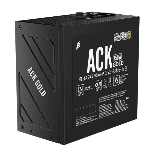 1STPLAYER ACK GOLD 750W Black / ATX 3.1, PCle 5.1, APFC, 80 PLUS Gold, LLC+DC-DC, full Teapo caps, 140mm fan, full modular / HA-750BA2-BK