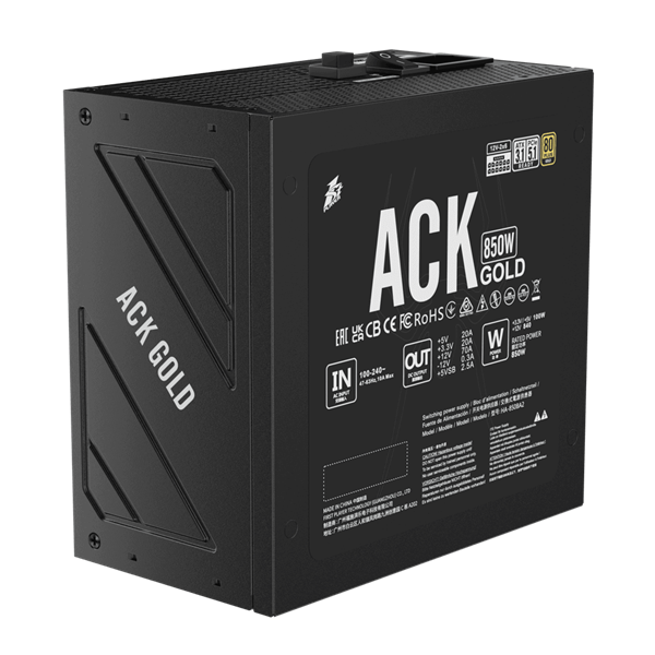 1STPLAYER ACK GOLD 850W Black / ATX 3.1, PCle 5.1, APFC, 80 PLUS Gold, LLC+DC-DC, full Teapo caps, 140mm fan, full modular / HA-850BA2-BK