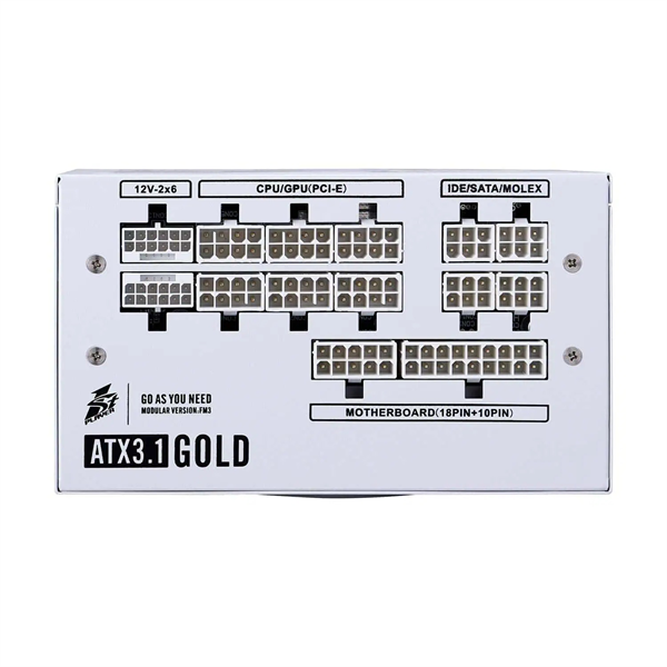 1STPLAYER NGDP GOLD 1000W White / ATX 3.1, APFC, 80 PLUS Gold, LLC+DC-DC, full Japan solid-state caps, 120mm fan, full modular / HA-1000BA4-WH