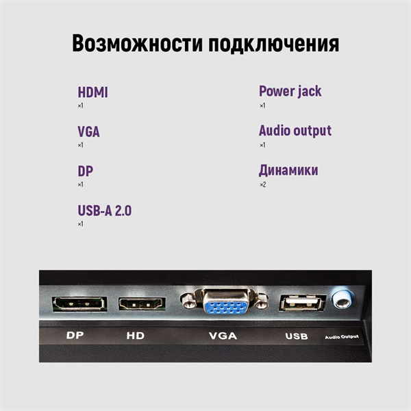 27" IRBIS SMARTVIEW 27 LED Monitor 1920x1080, 16:9, IPS, 250 cd/m2, 1000:1, 3ms, 178°/178°, VGA, HDMI, DP, USB, Audio output, 75Hz, Speak, Tilt, VESA, для mini (Узкая светлая полоса в центре экрана) арт. ISM27FIDVesa-NNC-002