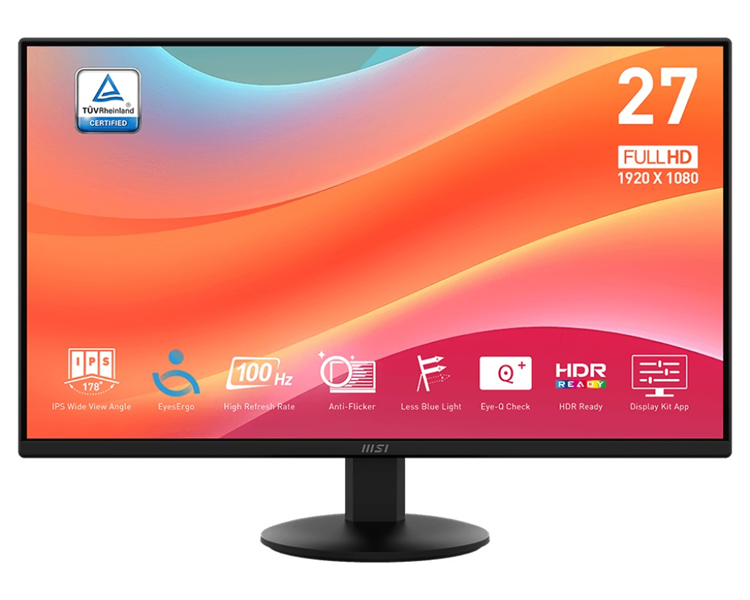 MSI PRO MP272L 27" 16:9 FHD(1920x1080), IPS Flat, 1ms(MPRT), 1300:1, 100M:1, 250nits, 178/178, HDMI 1.4b, DP 1.2a, Tilt, 100HZ, Black, 1y war-ty (существенное повреждение коробки) арт. 9S6-3PD6CT-008-NC2