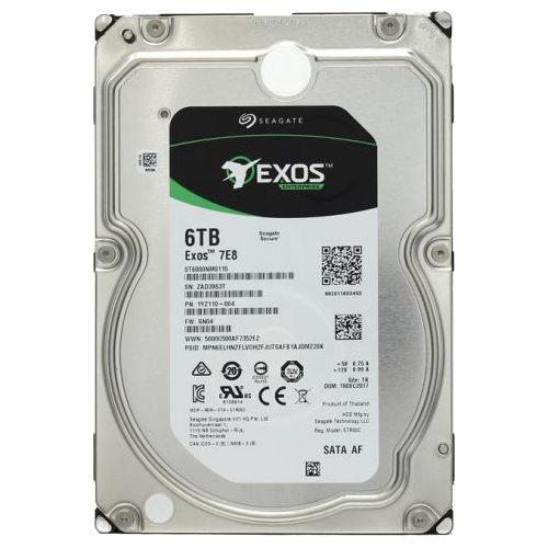 Seagate Exos 7E8 HDD 3.5" SATA 6Tb, 7200 rpm, 256Mb buffer, ST6000NM021A, 512e/4Kn, 1 year, (analog ST6000NM0115) (Потертости на клеммах, Царапины на корпусе, Диски восстановленные)