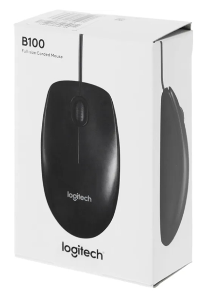 Logitech B100 Optical Mouse, USB, 1000dpi, Black, CN, [910-006605/910-003357] (незначительное повреждение коробки) арт. 910-006605-NC1
