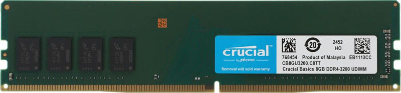 Crucial by Micron DDR4 8GB 3200MHz UDIMM (PC4-25600) CL22 1.2V, 1 Year Warrаnty OEM арт. CB8GU3200