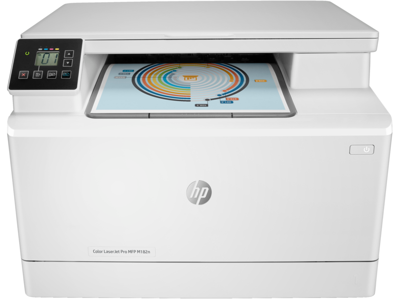 HP Color LaserJet Pro MFP M182n (p/c/s ,A4, 16ppm, 256Mb, USB, Fast Ethernet10/100 Base-TX,1 tray 150, cartridge 800&700 cmy in box, Repl. T6B70A) (7KW54A#B19) (незначительное повреждение коробки) HP Inc. арт. 7KW54A-NC1