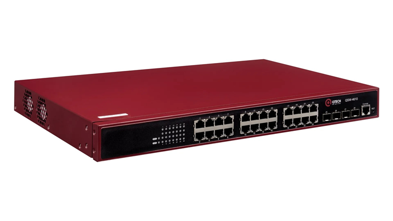 Qtech Управляемый коммутатор уровня L2+ с поддержкой PoE 802.3af/at, 24 порта 10/100/1000BASE-T PoE, 4 порта 100/1000BASE-X SFP, 4K VLAN, 8K MAC адресов, консольный порт, встроен (после тестирования)