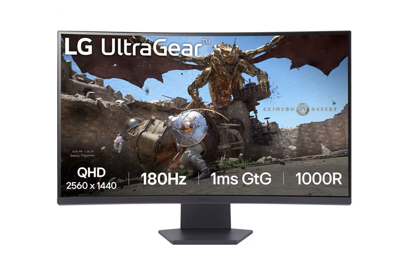 31,5" LG 32GS60QC-B, VA, 2560x1440, 1ms, 300cd, 180Hz, HDMIx2+DP, Curved 1000R, black, Ex