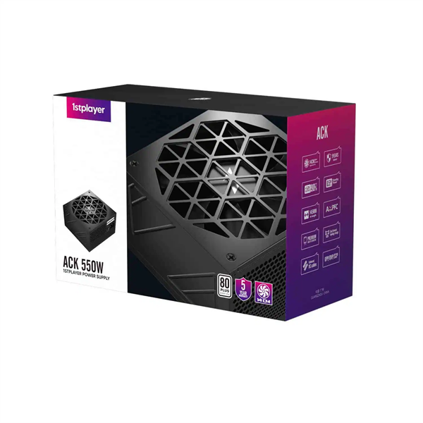 1STPLAYER ACK STANDARD 550W Black / ATX 2.4, APFC, 80 PLUS Standard, Double Forward, Teapo main cap, 140mm fan, non-modular / HA-550AC1