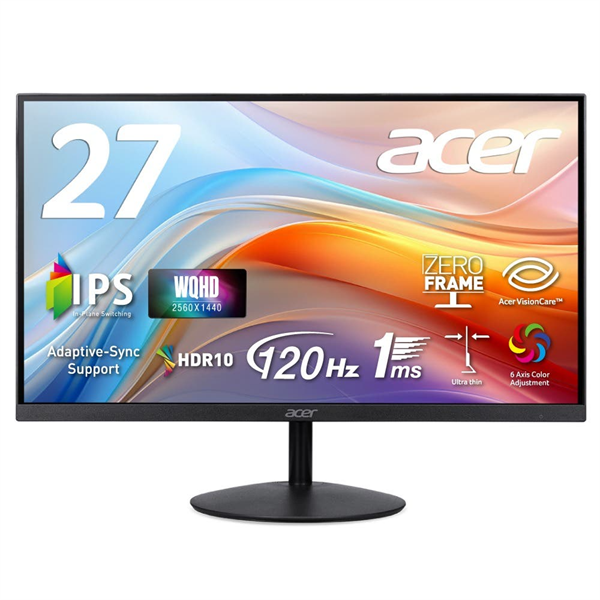 27" ACER SA272UG0bmiipx IPS, 2560x1440, 1 / 4ms, 250cd, 120Hz, 2xHDMI(2.0) + 1xDP(1.4) + SPK + Audio Out, Speakers 1Wx2, sync: FreeSync, hdr: HDR 10, Vesa:75x75 Ul (существенное повреждение коробки) арт. UM.HS2CD.011-NC2