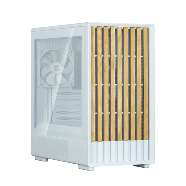 ZALMAN P10 NAMU, MATX, WHITE, WINDOW, FRONT COVER WALNUT, 2x3.5", 3x2.5", 1xUSB TYPE-C, 1xUSB3.0, FRONT 2x120mm, REAR 1x120mm ARGB (незначительное повреждение коробки) арт. P10 NAMU WHITE-NC1